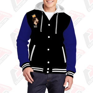 Men's Stylish Warm Varsity Jacket Hood 100% Cotton Fleece Embroidered Beaded Digital Printed Plain Dyed Winter Stonewashed - Product Image 3