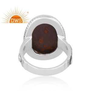 Anillo de declaración de piedras preciosas de thulita Rosa Natural de plata de ley oxidada hecho a mano, joyería para mujer, regalo para ella - Product Image 4