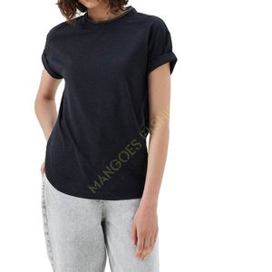 Camiseta de Jersey de algodón elástico con preciosas capas de imitación Camiseta personalizada Druck Logo Design Logo Camiseta de mujer - Product Image 1