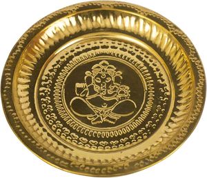 La Placa de oración de diseño de Metal de latón más nueva, lo mejor para la decoración del hogar y el templo decorativo, nuevo diseño real, Puja Thali - Product Image 5