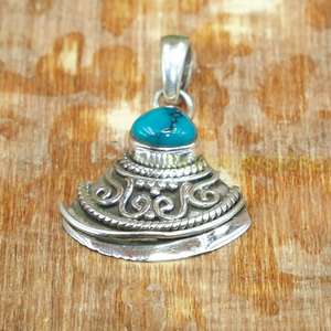 จี้เงินแท้ 925 ประดับพลอยเทอร์ควอยซ์ งานแฮนด์เมดสไตล์วินเทจ โบโฮ ชนเผ่า สำหรับผู้หญิง ผู้ชาย ของขวัญคริสต์มาส - Product Image 6