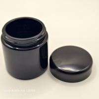 Pot personnalisé de 2oz 3oz 3.5g 4oz 5oz résistant aux enfants noir mat UV emballage de fleurs pot en verre avec couvercle à vis en plastique noir