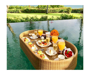 ตะกร้าสานสำหรับอาหารเช้าแบบลอยน้ำได้ทำด้วยมือธรรมชาติถาดหวายกลางแจ้งสำหรับสระว่ายน้ำ - Product Image 5