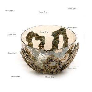 Bol décoratif pour aliments en laiton et en verre Bol de service pour fruits de forme ronde de la plus haute qualité pour fournisseur en gros - Product Image 1