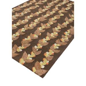 พรมขนสัตว์ผสมวิสโคสสีเบจน้ำตาลลายดอกไม้ รุ่น Tra-14738 สำหรับตกแต่งบ้าน ห้องนั่งเล่น ห้องโถง ห้องวัยรุ่น รูปทรงสี่เหลี่ยมผืนผ้า - Product Image 2