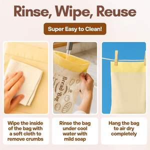 特大サイズの蜜蝋パン袋2枚+蜜蝋ラップ1枚 |   再利用可能 |   自家製パン用のパン袋、サワードウパン用のパン袋 - Product Image 4