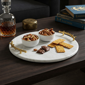 Plateau décoratif de luxe en marbre naturel le plus populaire, design moderne élégant, couleurs et logo personnalisables, service OEM, vente en gros - Product Image 1