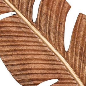 Mango Wood Leaf Handmade Carved <b>Wall</b> Decor <b>Set</b> <b>of</b> <b>3</b> 24" W, 12" H Brown - Product Image 4