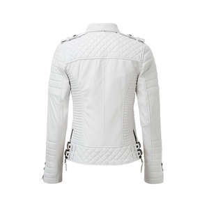 Chaqueta de cuero genuino para mujer transpirable de alta calidad, elegante, cómoda con función antiarrugas, servicio OEM teñido liso - Product Image 3