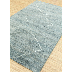 Alfombra de Lana Anudada a Mano Zuri Azul, Diseño Geométrico y Abstracto, Rectangular, Tipo Rompecabezas, para Hogar, Adolescentes, PKWL-450, Alfombra para Lado de la Cama - Product Image 2