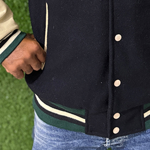 Veste coupe-vent en chenille avec logo personnalisé et patch brodé sur le devant pour hommes et garçons - Style baseball surdimensionné - Product Image 5