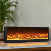 Cheminée électrique 3D intégrée avec flamme LED, décoration d'intérieur, meuble de salon, verre trempé, classe d'efficacité énergétique
