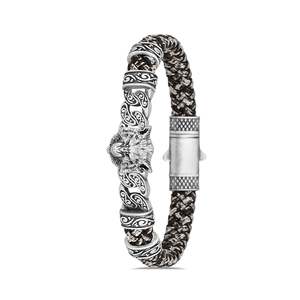 กำไลข้อมือแฟชั่นหินเพทายหลากสีลายหมาป่าโกรธ - Product Image 1