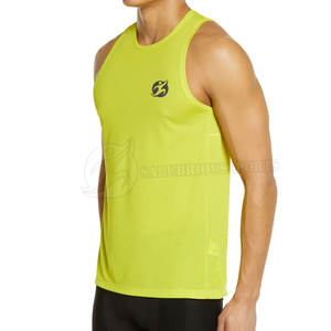 Camiseta sin mangas para hombre, camiseta personalizada de talla grande, transpirable, para entrenamiento de gimnasio, correr, hecha de poliéster, Spandex, tejido, estampado deportivo - Product Image 3