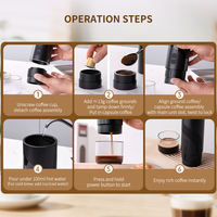 Machine à expresso mini sans fil 3 en 1 alimentée par USB, chauffe rapidement, compatible capsules, machine à café portable pour l'extérieur