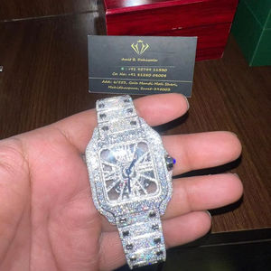 Reloj automático de esqueleto de moissanita para hombre de lujo de 41mm, tono blanco de acero inoxidable, estilo mecánico Hip Hop personalizado - Product Image 1