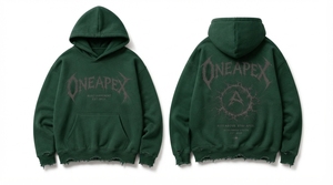 Sudadera con Capucha para Hombre, Verde Oscuro, Estilo Desgastado, Oversize, de Algodón Grueso, con Estampado Gráfico, Estilo Urbano, con Logotipo Personalizado - Product Image 6