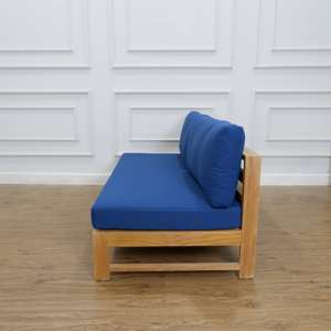 Causeuse d'extérieur en bois massif de teck avec coussin bleu Design européen contemporain pour meubles de jardin ou d'hôtel - Product Image 2