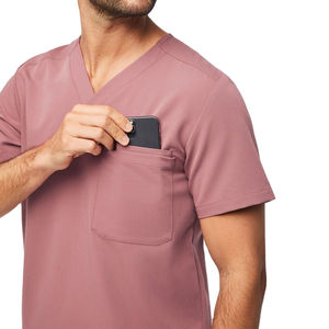 Prêt à expédier : Ensemble de blouses médicales vert olive pour hommes, 2 pièces, col en V, avec haut à manches courtes et pantalon, pour usage hospitalier (OEM) - Product Image 6