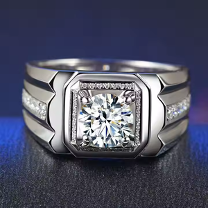 Men's Customizable 10K Gold Wedding Band <b>Ring</b> Classic Groove with Prong Set Lab Cut Diamond IGI Certified for Engagement - Product Image 1