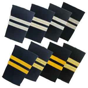 黑色两杠飞行员肩章，银色尼龙编织带，用于航空用途 - Product Image 6