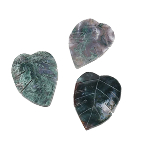 Cristal Feuille Sculpture guérison feuille forme vert mousse agate cristal sculpté à la main feuille décoration de la maison En Gros - Product Image 4