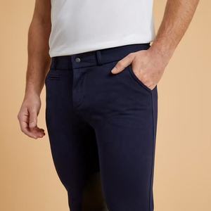 Pantalon d'équitation Jodhpurs pour homme, coupe slim, bleu marine, avec grip intégral sur le siège, taille mi-haute, fermeture boutonnée, couleur unie, vêtements d'équitation - Product Image 4