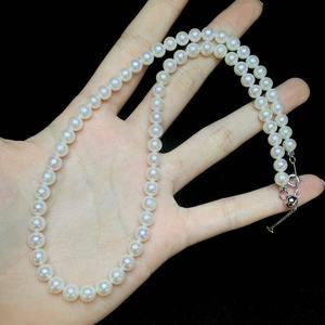 Collier de perles d'eau douce blanches pour femmes, perles cultivées rondes de qualité AAA, fermoir en argent, bijoux de mariage classiques - Product Image 3