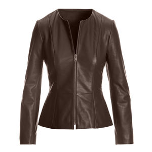 Vestes en cuir pour femmes personnalisées avec design ajusté Vêtements d'extérieur en cuir de qualité supérieure pour le quotidien Vestes pour femmes personnalisées - Product Image 1