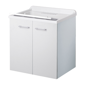 Mobile Bagno Classico Serie Sky 60x50x65 cm con Lavabo in Ceramica, in Compensato Resistente all'Acqua e Armadietto a Specchio - Product Image 1