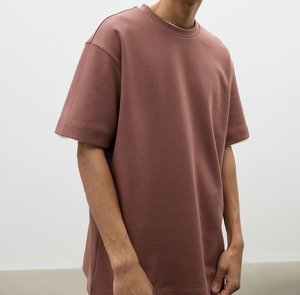 T-shirt pour homme en coton 100% de qualité supérieure, coupe ample, épaules tombantes, style boxy, taille plus, 260 GSM, poids lourd. - Product Image 6
