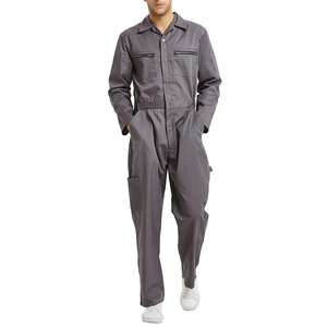 Combinaison de travail grise pour homme en coton, anti-poussière, uniforme à manches longues avec poches, respirante et à séchage rapide - Product Image 5
