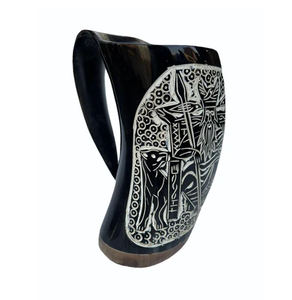 Gobelet à bière en corne de buffle personnalisable, sculpté à la main, matériau naturel, artisanat en magnésie, best-seller, taille personnalisée disponible - Product Image 1