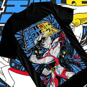 เสื้อยืดลายพิมพ์ Holy Seiya Pegase แบบ Tie-Dye ผ้าคอตตอนเจอร์ซีย์ 100% ลายพิมพ์ 3 มิติ ไซส์ S-XXL มีให้เลือกทั้งแบบพิมพ์ซิลค์สกรีนและแบบพิมพ์ DTG - Product Image 1