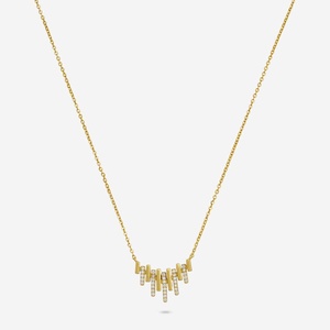 Cadena con Cruz Geométrica de Oro Rosa de 14K, Platino y Plata 92.5, con Diamantes de Zirconia y Rodio, Modelo 194208, de Moda, para Compromiso - Product Image 1
