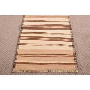 Turkish Vintage Kilim Rug 2.6x13.1 ft, <b>Brown</b> Runner Ombr <b>Wool</b> Rug - Product Image 5