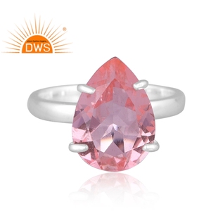 Última tendencia 925 plata esterlina fina doblete morganita cuarzo piedra preciosa anillo apilable fabricante de joyería personalizada - Product Image 2