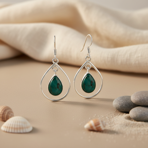 Pendientes de Plata 925 con Esmeralda en Forma de Lágrima, Chapados en Oro, para Regalo de Boda, Uso Diario para Mujer - Product Image 2