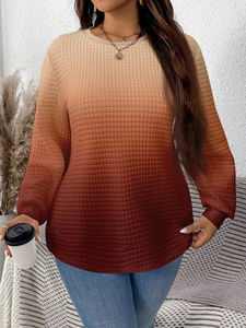 เสื้อสเวตเตอร์แบบสวมหัวของผู้หญิงเสื้อกันหนาวถักวาฟเฟิลวาฟเฟิลสีพื้นสไตล์มุกกำหนดเอง - Product Image 3