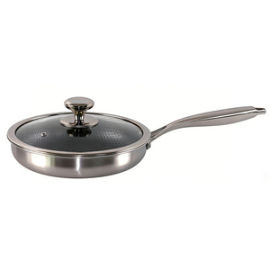 Poêle à frire multi-sections antiadhésive texturée nid d'abeille avec couvercle en verre, compatible induction, cuisson saine, acier inoxydable triple couche - Product Image 1