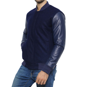 Veste universitaire brodée pour homme, avec manches en cuir - Product Image 2