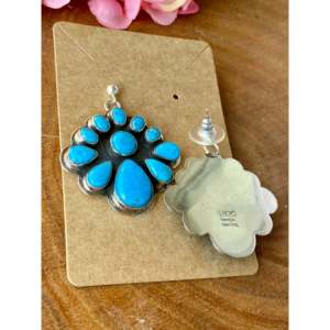 Pendientes colgantes Garrison Boyd Kingman Post con turquesa y plata de ley en forma de flor diseñados por Kingman - Product Image 5
