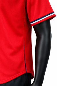 Camiseta de Béisbol Roja Personalizada con Botones, Lisa, Transpirable, de Secado Rápido, con Malla, Uniforme de Equipo - Product Image 4