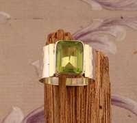 Bague de fiançailles et de mariage en argent sterling avec pierre Druzy taille émeraude faite à la main, bijou tendance style bohème hippie, cadeau idéal