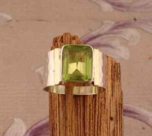 Bague de fiançailles et de mariage en argent sterling avec pierre druzy taille émeraude faite à la main, bijou vintage classique, cadeau - Product Image 6