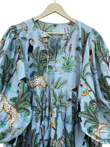 เสื้อทูนิคผ้าฝ้ายทำมือลายเสือ ลายพิมพ์น่ารัก เป็นมิตรกับสิ่งแวดล้อม เหมาะสำหรับใส่ไปปิกนิกในฤดูร้อน - Product Image 2