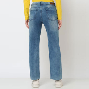 กางเกงยีนส์ขายาวแบบลำลองของผู้หญิงใหม่กางเกงยีนส์ขาตรงมีกระเป๋าสำหรับใส่ในถนนกางเกงยีนส์ดีไซน์ OEM - Product Image 3