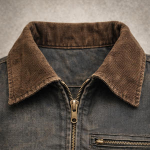 Chaqueta de Trabajo para Hombre, Estilo Vintage, Lavada, de Lona de Pato, Chaqueta Utilitaria con Cierre, Estilo Detroit - Product Image 4