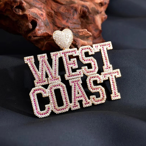 Colgante Personalizado de Hip Hop con Iniciales 3D, Diamantes de Imitación Coloridos, Chapado en Plata/Oro, Unisex - Product Image 1