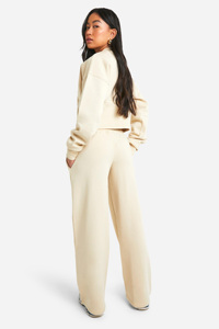 เสื้อคาร์ดิแกนตัวสั้นและกางเกงขากว้างชุดวอร์มชุดลำลองมีสไตล์ชุดใส่อยู่บ้านใส่สบาย - Product Image 4